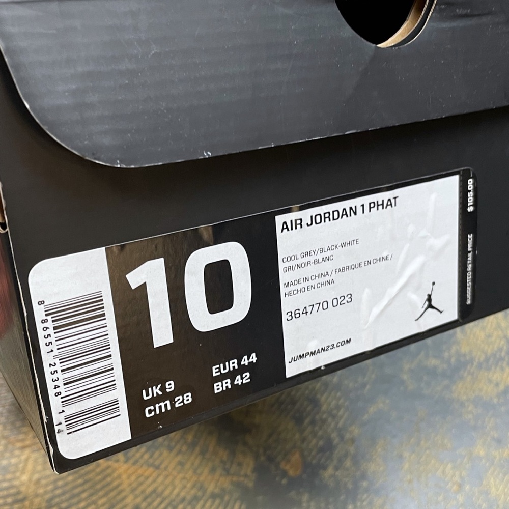 Nike Air Jordan 1 Mid Cool Grey 364770-023 10 Phat 10 Black Grey Shadow - Picture 9 of 11